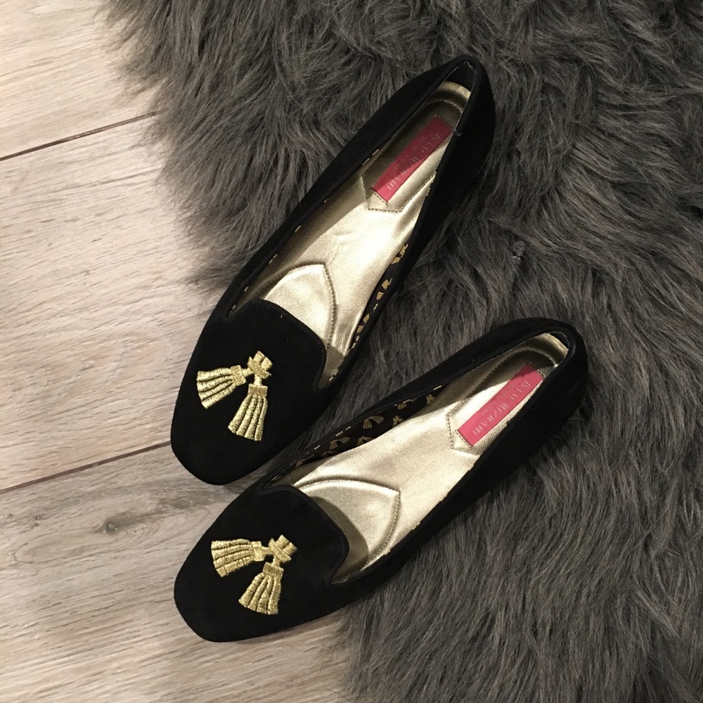 ♡ ISAAC MIZRAHI ♡ Gold Tassel Design Black Flats
